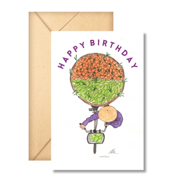 LAURIE DRAWS - 'Fruit Bike' Happy Birthday Card