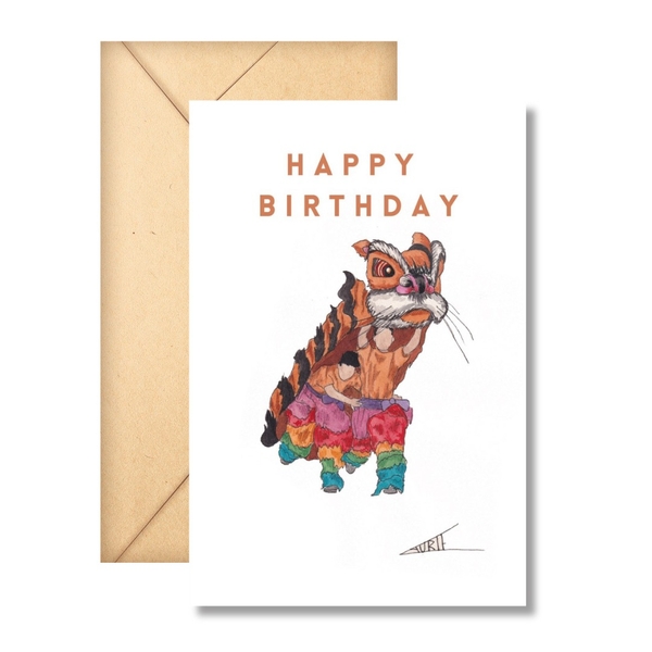 LAURIE DRAWS - 'One Tiger Dancer' Happy Birthday Card