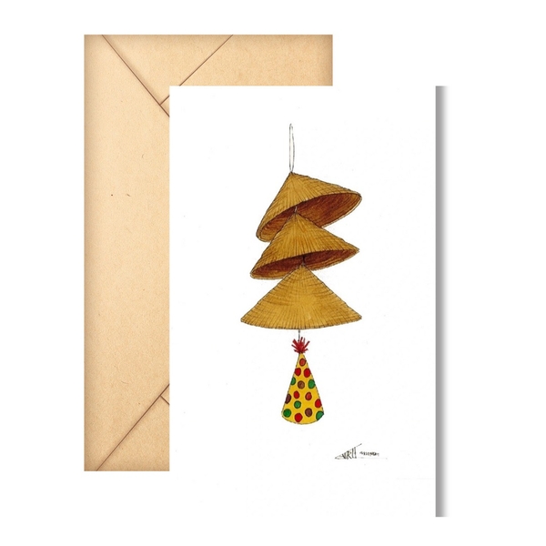 LAURIE DRAWS - 'Birthday Cone Hats' Greeting Card