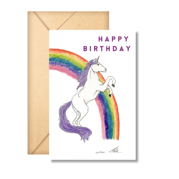 LAURIE DRAWS - 'Unicorn' Happy Birthday Card