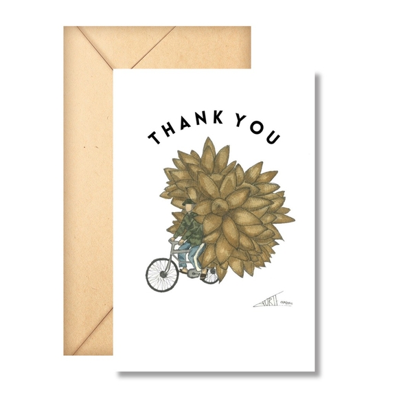 LAURIE DRAWS - 'Fish Cone Bike' Thank You Card