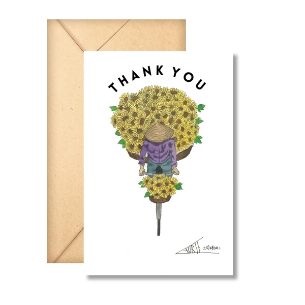 LAURIE DRAWS - 'Sunflower Bike' Thank You Card
