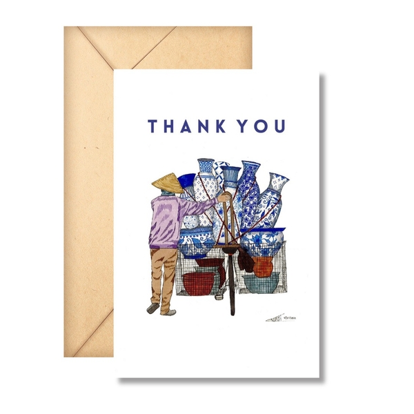 LAURIE DRAWS - 'Pottery Bike' Thank You Card