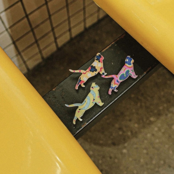 XLAND - ‘Stretching Cat in Rainbow’ Mini Pin