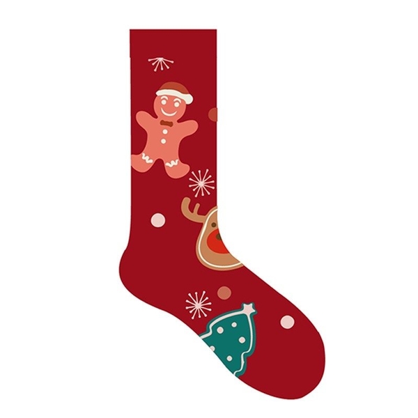 Christmas Socks in Red with Gingerbread