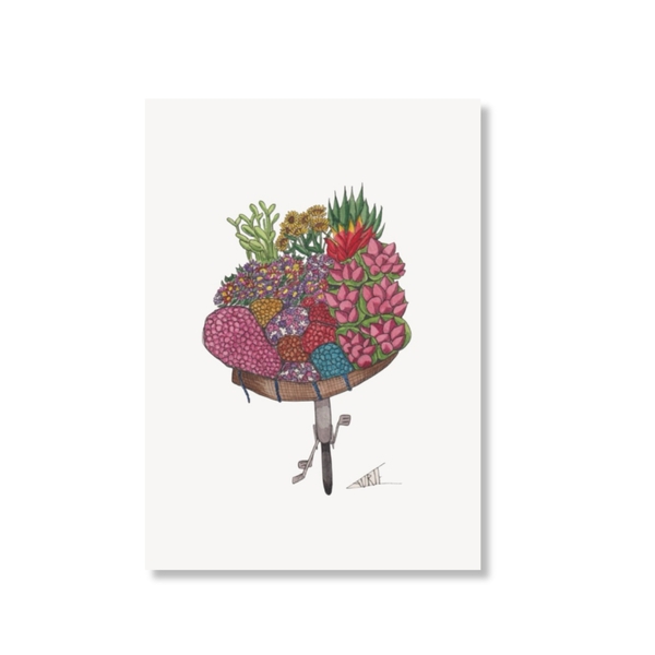 LAURIE DRAWS - 'Flower Bike' Postcard