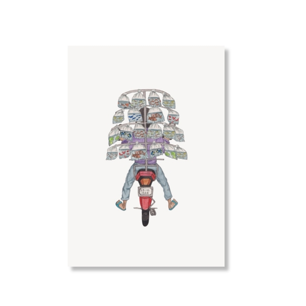 LAURIE DRAWS - 'Fish Bike No.02’ Postcard