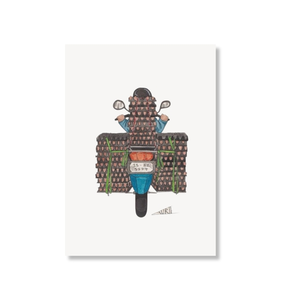 LAURIE DRAWS - 'Egg Bike' Postcard