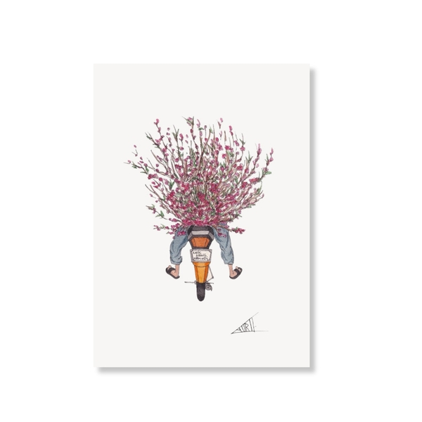 LAURIE DRAWS - 'Blossom Tree Bike' Postcard