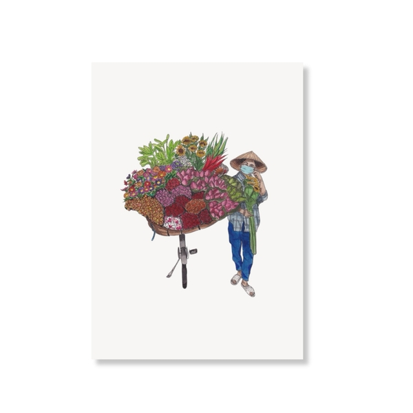 LAURIE DRAWS - 'Flower Lady No.03' Postcard
