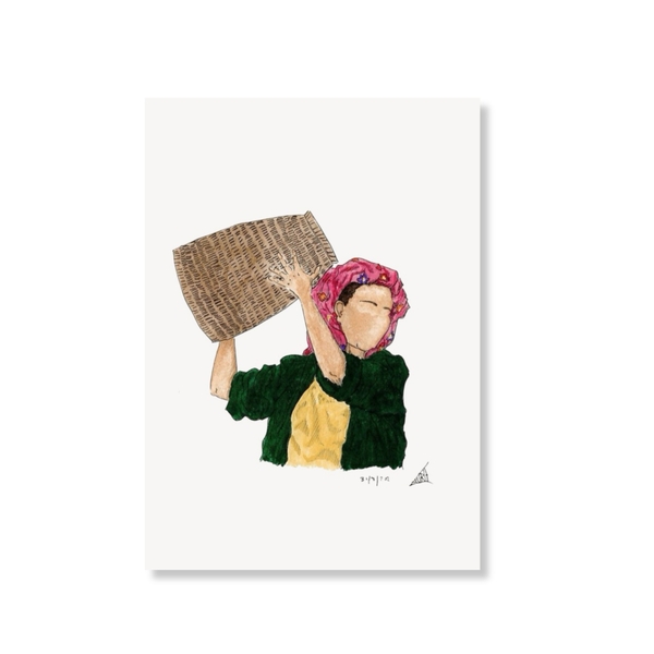 LAURIE DRAWS - 'Vietnamese Farmer' Postcard