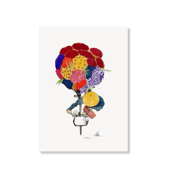 LAURIE DRAWS - ‘Flower Lady From Above' Postcard