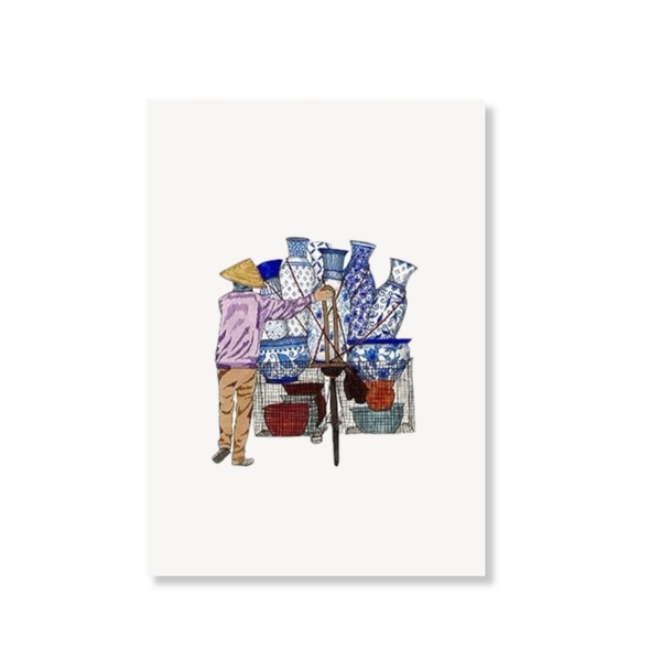 LAURIE DRAWS - ‘Pottery Bike' Postcard