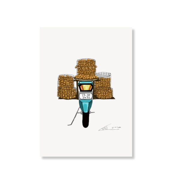 LAURIE DRAWS - ‘Orange Bike' Postcard
