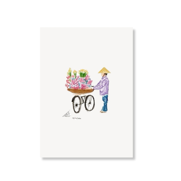 LAURIE DRAWS - ‘Small Flower Lady' Postcard