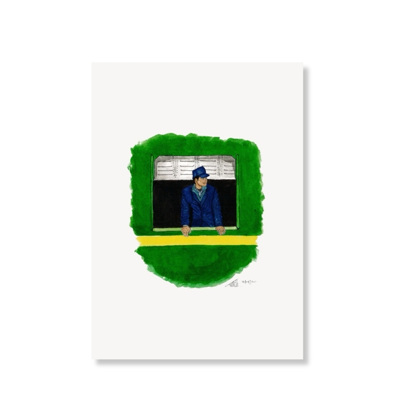 LAURIE DRAWS - ‘Train Conductor' Postcard