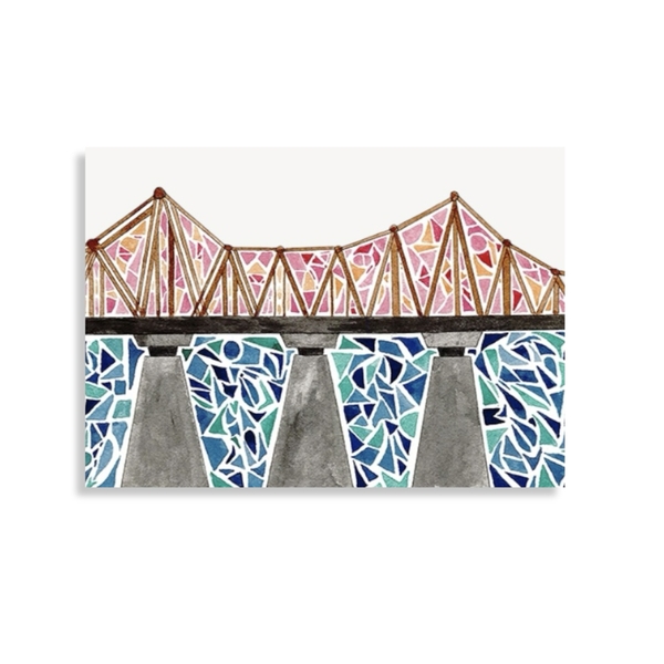 LAURIE DRAWS - ‘Long Bien Bridge' Postcard
