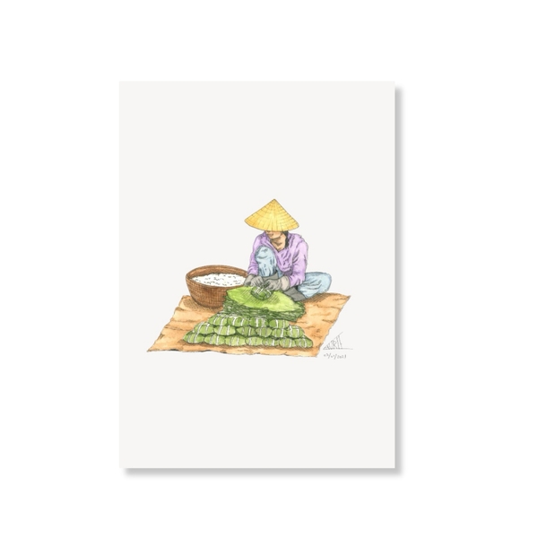 LAURIE DRAWS - ‘Bánh Chưng' Postcard