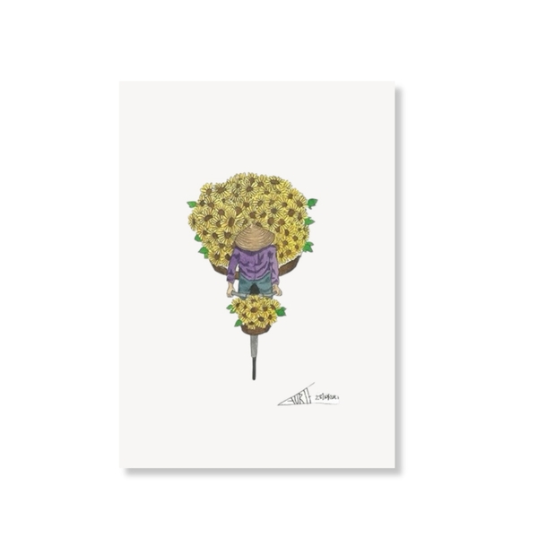 LAURIE DRAWS - ‘Sunflower Bike' Postcard