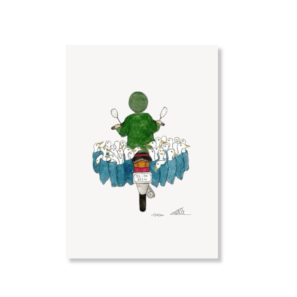 LAURIE DRAWS - ‘Duck Bike' Postcard