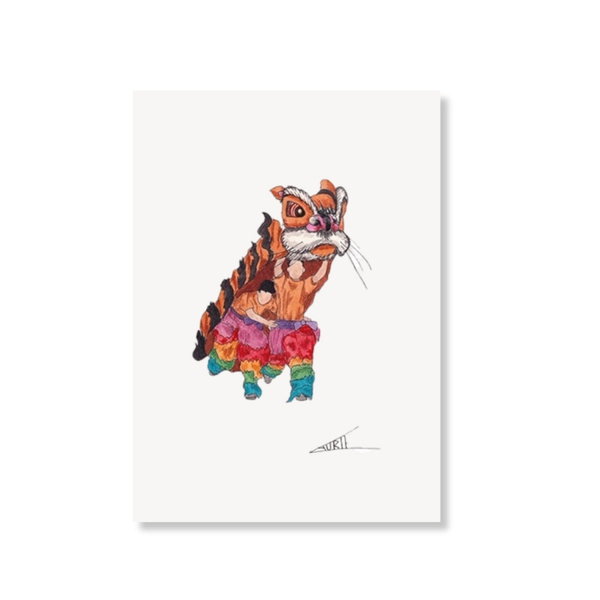 LAURIE DRAWS - ‘One Tiger Dancer' Postcard
