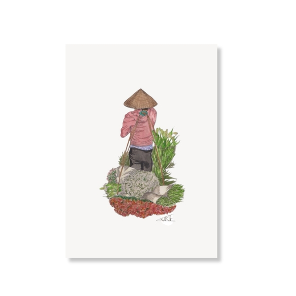LAURIE DRAWS - ‘Flower Basket Vendor' Print