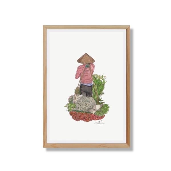 LAURIE DRAWS - 'Flower Basket' Framed Art Print