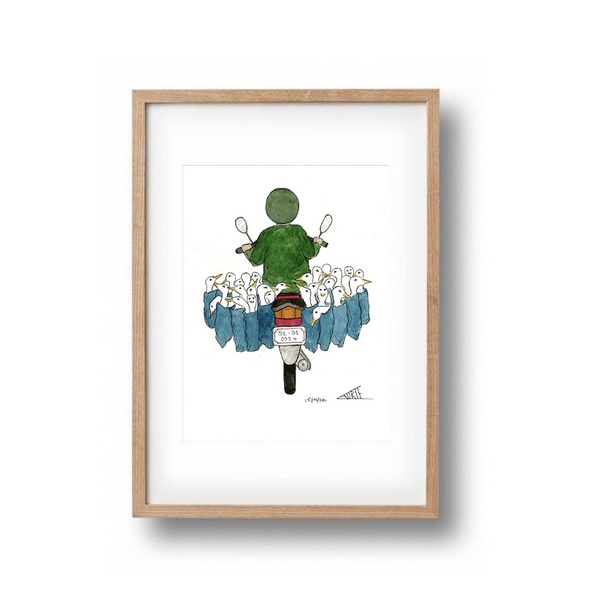 LAURIE DRAWS - 'Duck Bike' Framed Art Print