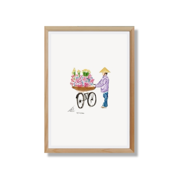 LAURIE DRAWS - 'Small Flower Lady' Framed Art Print