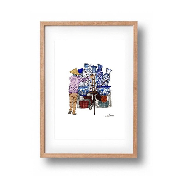 LAURIE DRAWS - ‘Pottery Bike No.01’ Framed Art Print