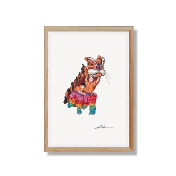 LAURIE DRAWS - 'One Tiger Dancer' Framed Art Print