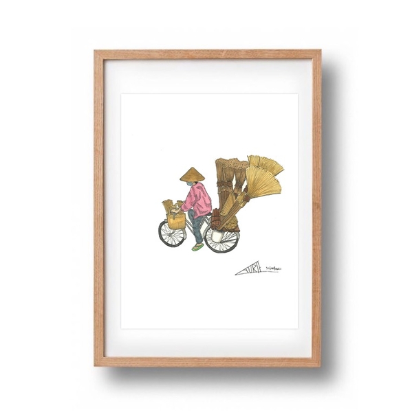 LAURIE DRAWS - 'Broom Bike' Framed Art Print