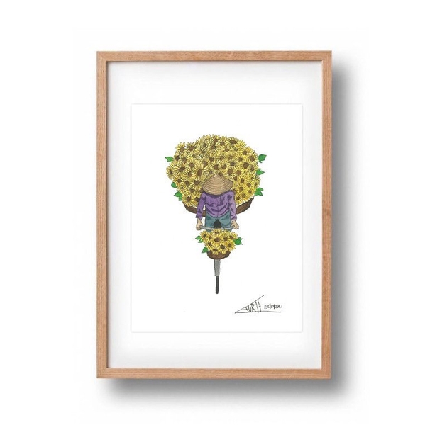 LAURIE DRAWS - 'Sunflower Bike' Framed Art Print