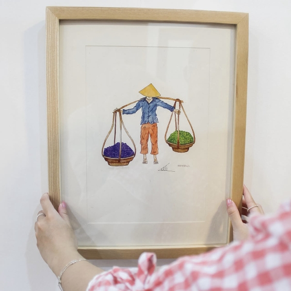 LAURIE DRAWS - 'Fruit Vendor' Framed Art Print