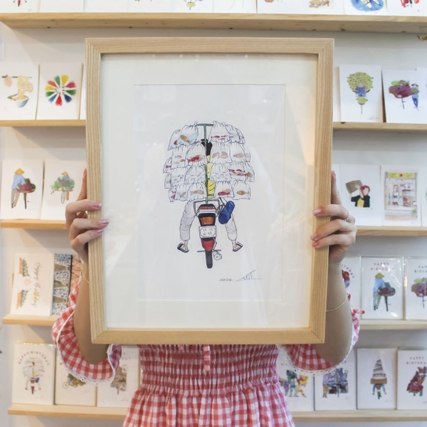 LAURIE DRAWS - 'Fish Bike No.01' Framed Art Print