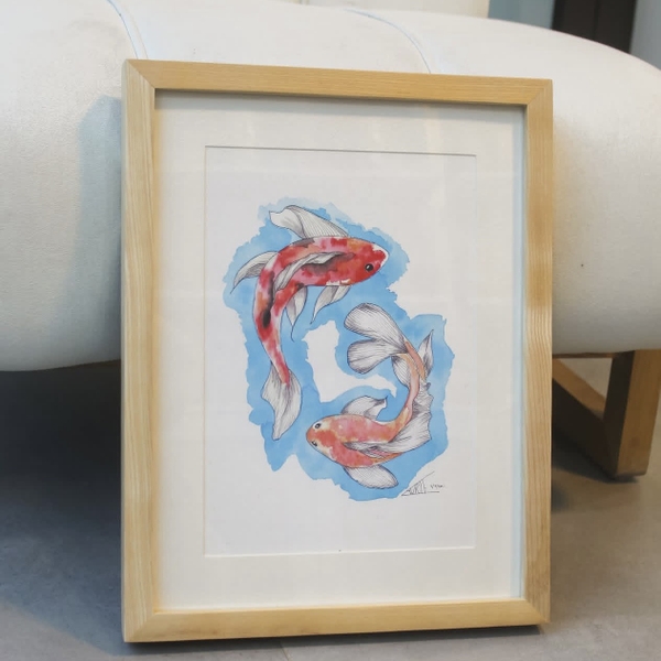 LAURIE DRAWS - 'Koi Fishes' Framed Art Print