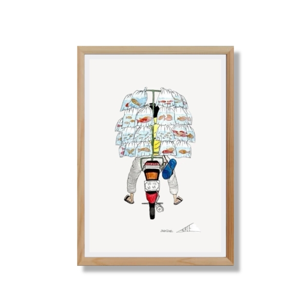 LAURIE DRAWS - 'Fish Bike No.01' Framed Art Print