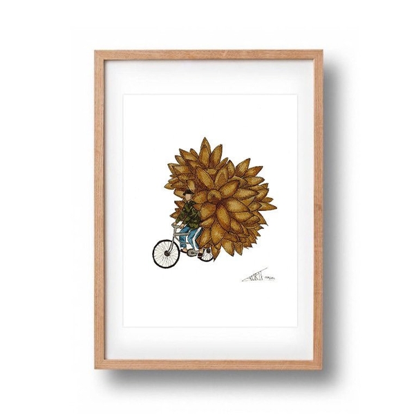 LAURIE DRAWS - 'Fish Cone Bike' Framed Art Print