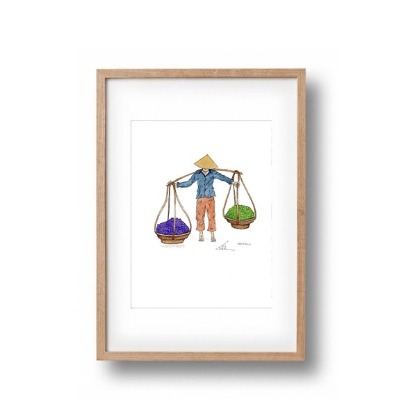 LAURIE DRAWS - 'Fruit Vendor' Framed Art Print
