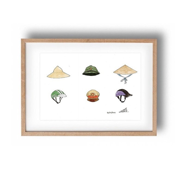 LAURIE DRAWS - 'Hats Of Vietnam' Framed Art Print