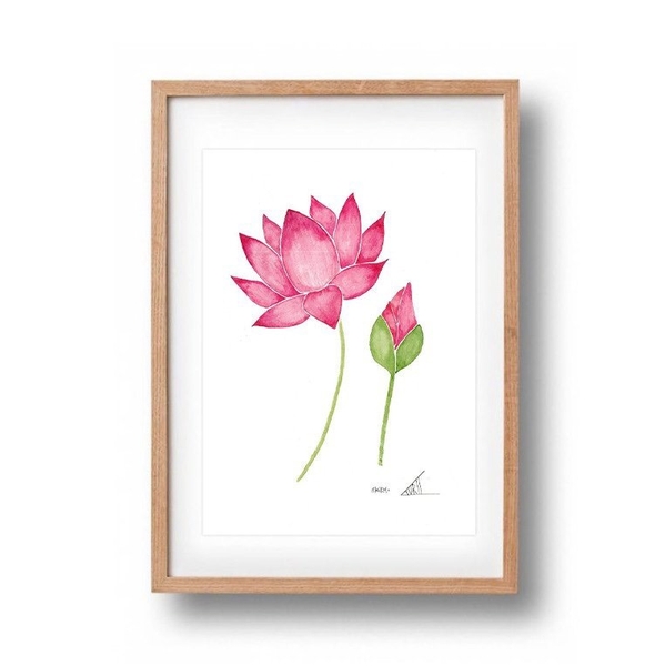 LAURIE DRAWS - 'Lotus Flower No.01' Framed Art Print
