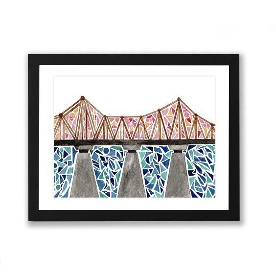 LAURIE DRAWS - 'Long Biên Bridge' Framed Art Print