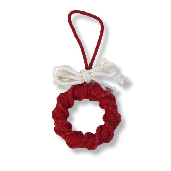 Christmas Ornament - Macrame Wreath in Red