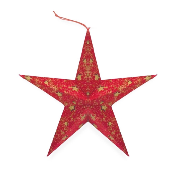 Mekong Quilts Christmas Ornament - Small Paper Star in Red &amp; Gold Pattern