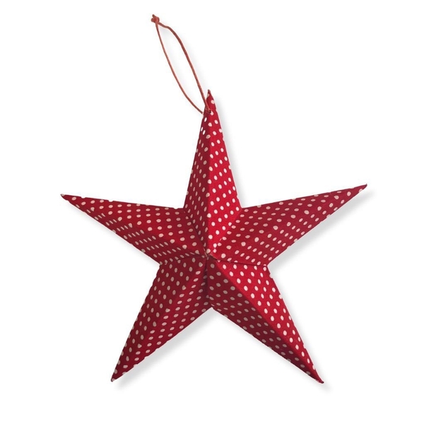 Mekong Quilts Christmas Ornament - Large Paper Star in Red Polka Dot