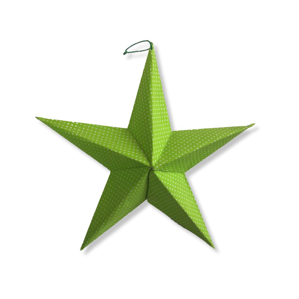Mekong Quilts Christmas Ornament - Large Paper Star in Green Polka Dot