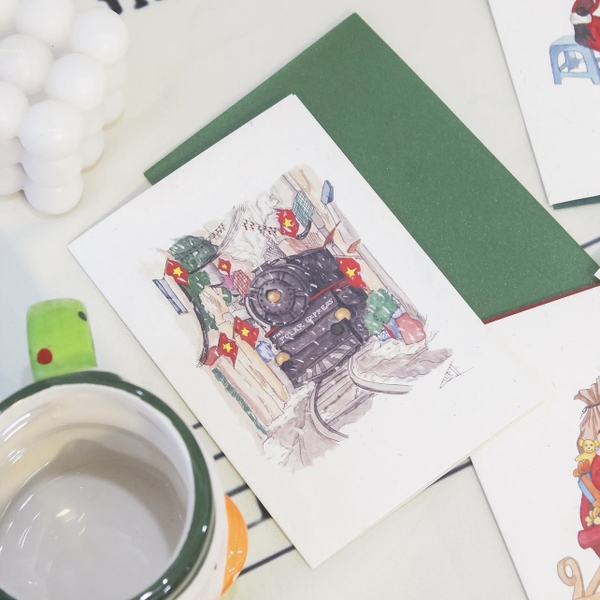 LAURIE DRAWS - ‘Christmas Train' Christmas Card