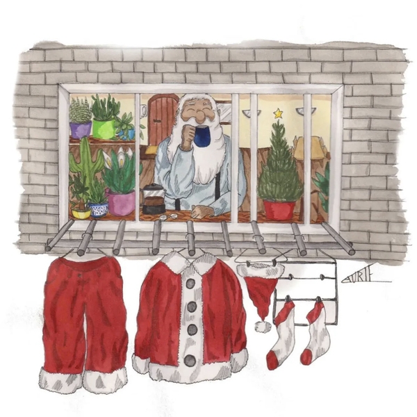 LAURIE DRAWS - ‘Santa’s Day Off' Christmas Card