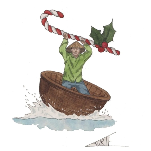 LAURIE DRAWS - ‘Coconut Boat (Christmas Edition)' Christmas Card