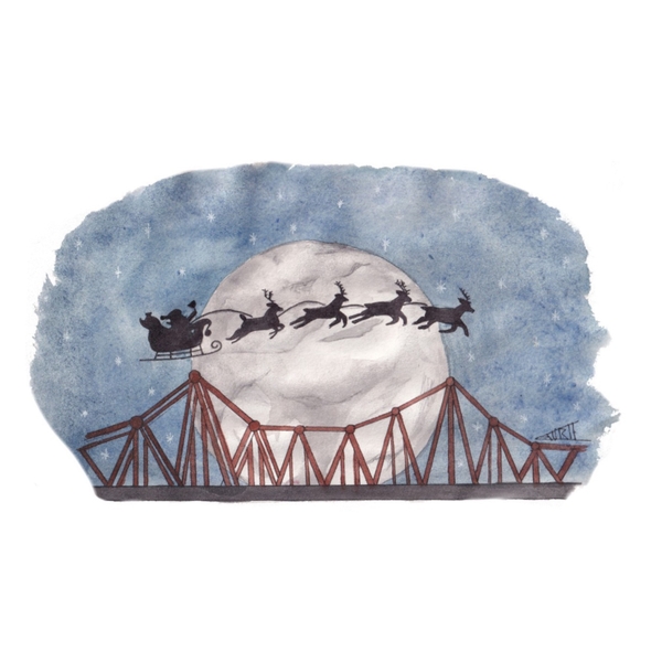 LAURIE DRAWS - ‘Long Biên Bridge On Holly Night' Christmas Card